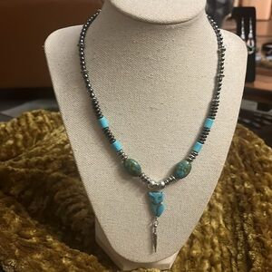 Chic Turquoise and Silver Owl Necklace